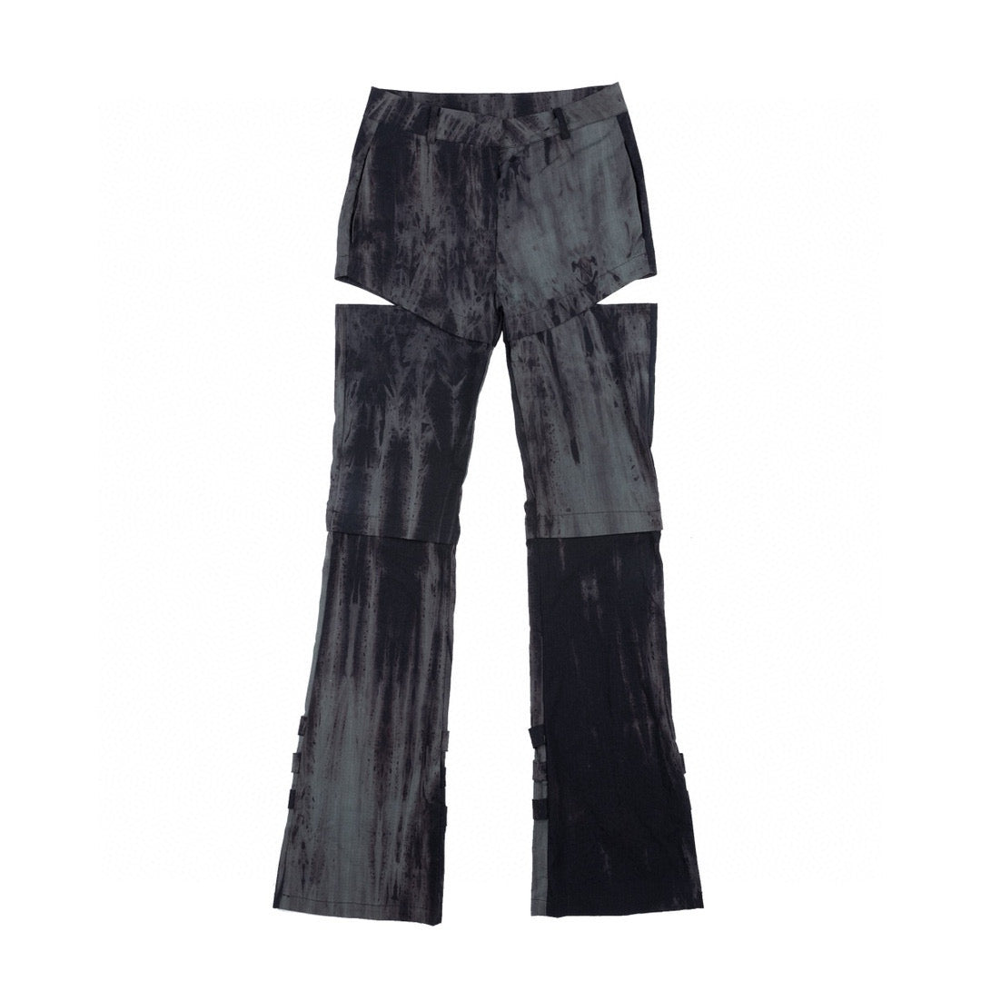 Tie-Dye Convertible Deconstructed Floor-Length Flare Pants