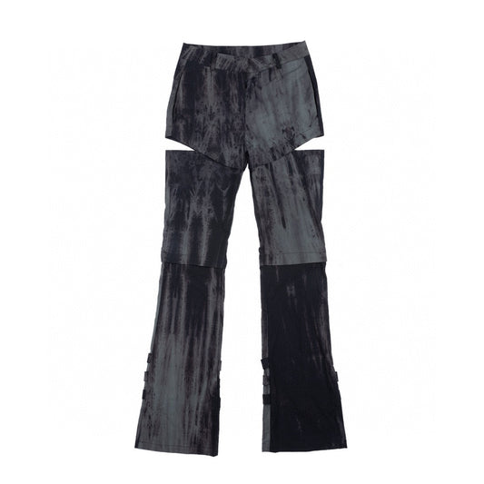 Tie-Dye Convertible Deconstructed Floor-Length Flare Pants