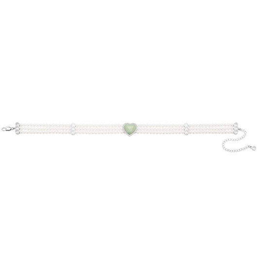 Zircon Heart Pearl Choker