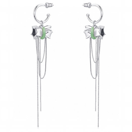 Hoop Jade Tassel Earrings (Pair)