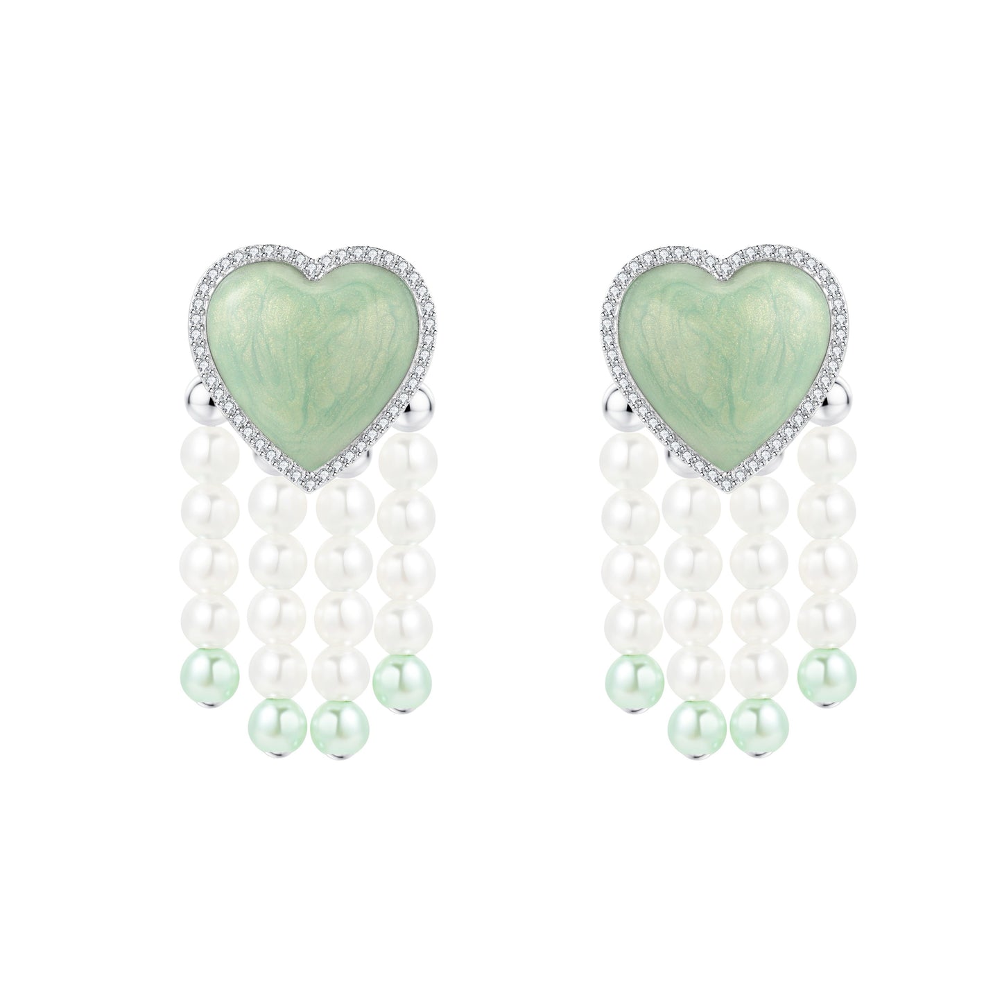 Heart Pearl Drop Earrings