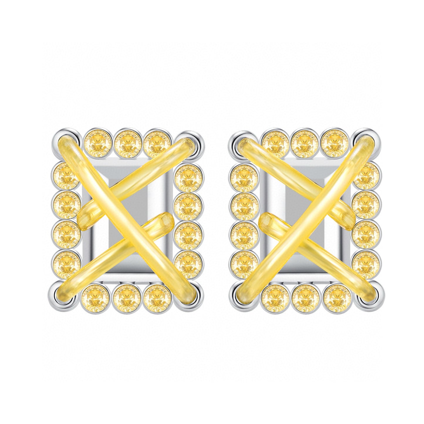 Encircling Metal Gemstone Stud Earrings