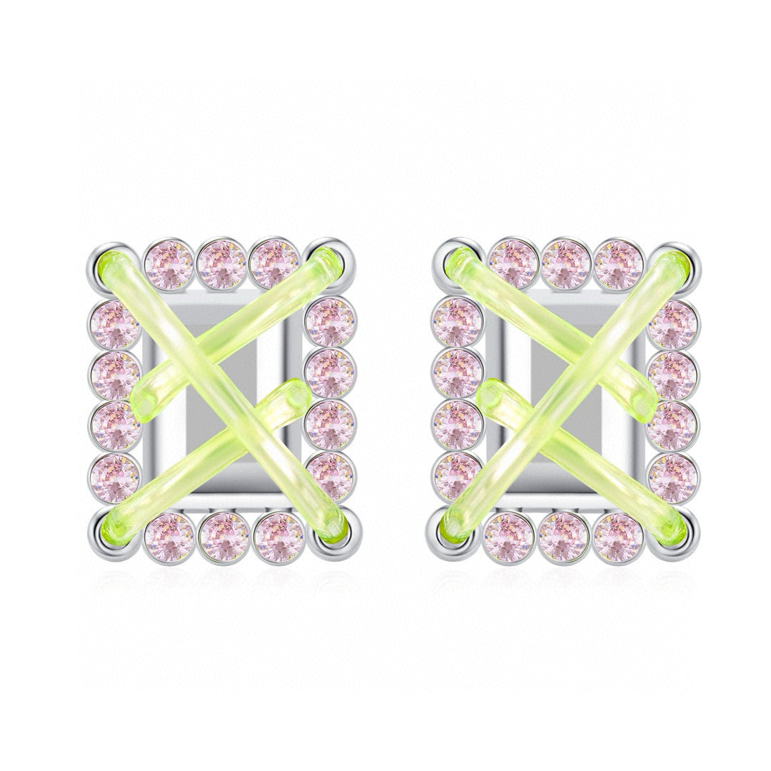 Encircling Metal Gemstone Stud Earrings