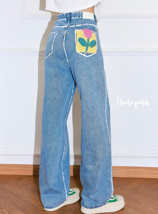 High-Waisted Straight-Leg Jeans