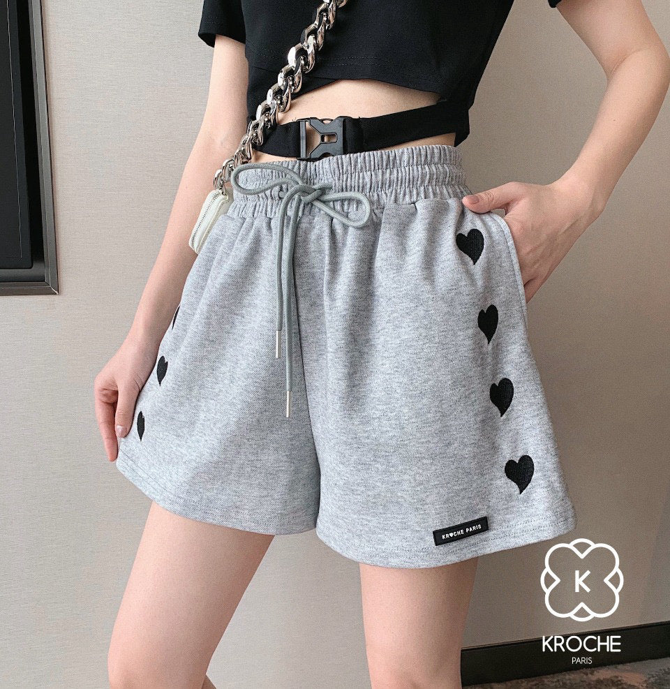 Heart Embroidered Casual Shorts