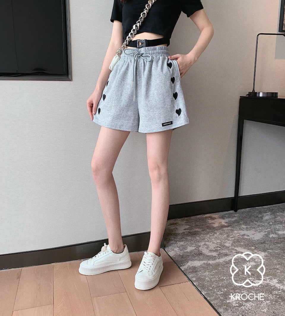 Heart Embroidered Casual Shorts