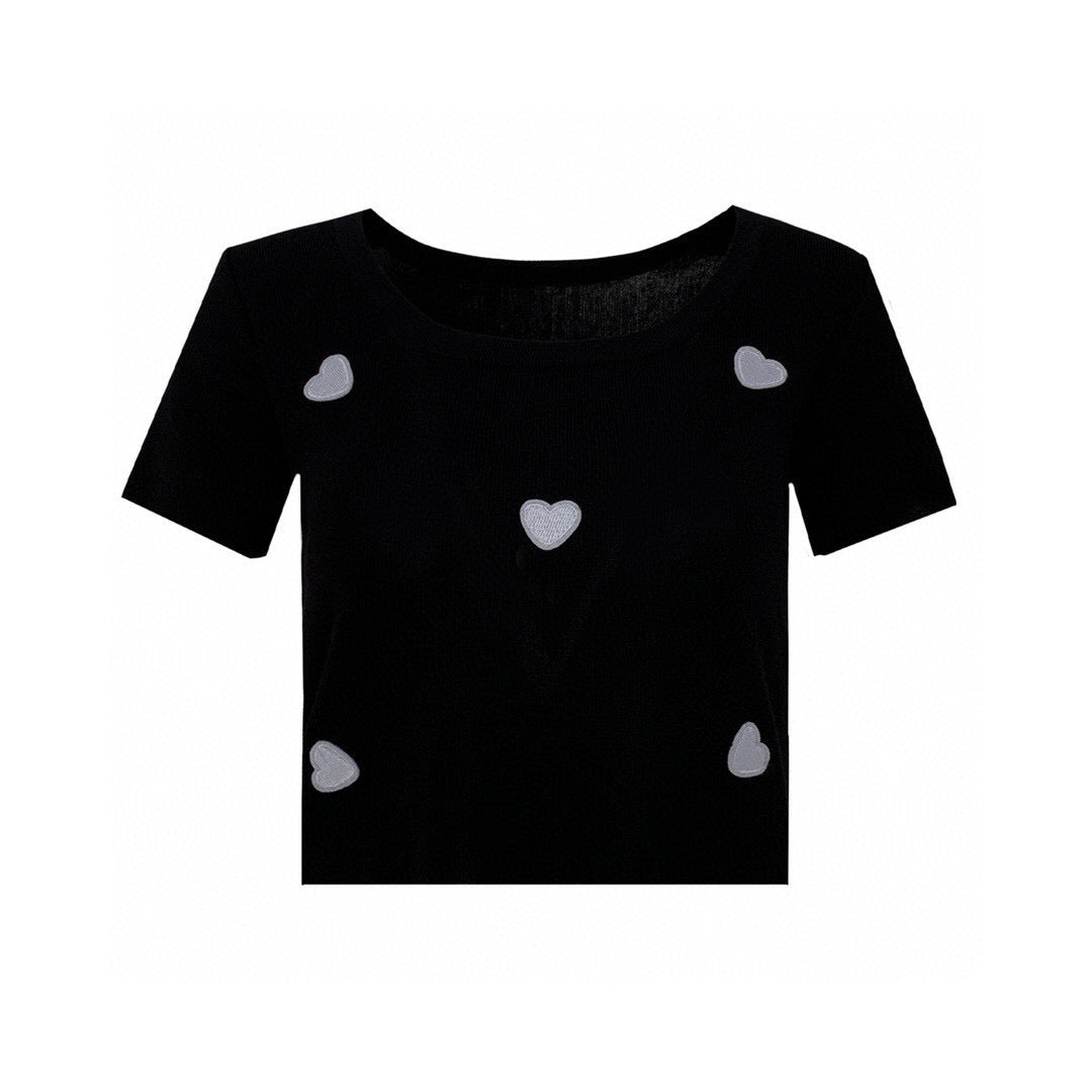 Embroidered Hearts T-Shirt