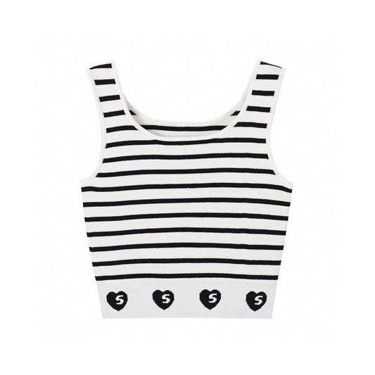 Heart Letter Slim Fit Knit Tank Top