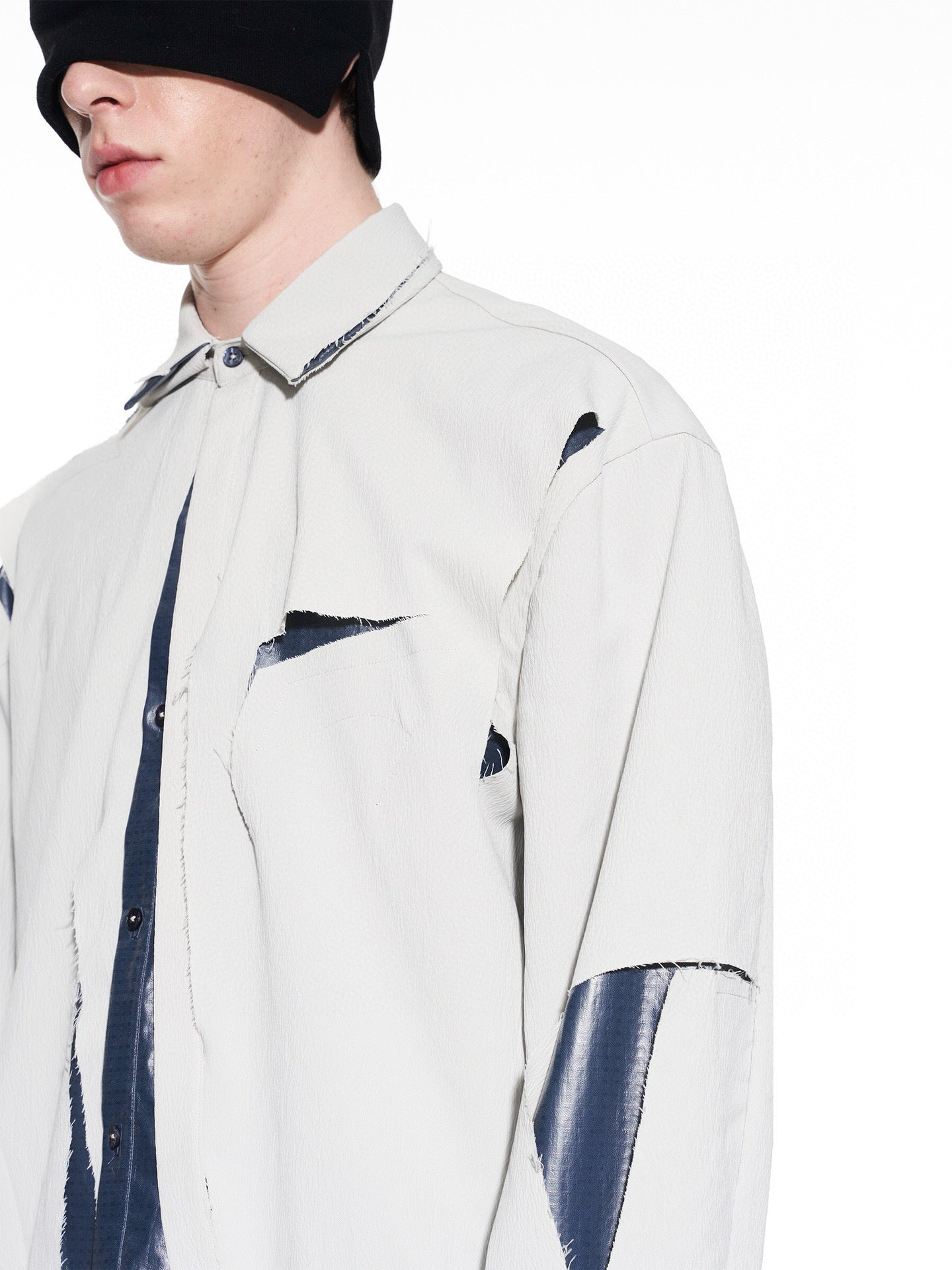 Hollow Out Paneled Shirt Casual Jacket